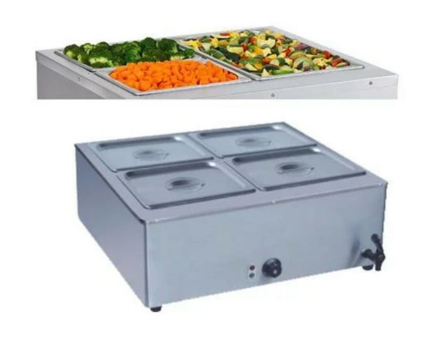 Stainless Steel Table Top 4 Division Electric Bain Marie Global Houseware