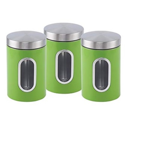 Canister Set 3 Piece with Window-Green