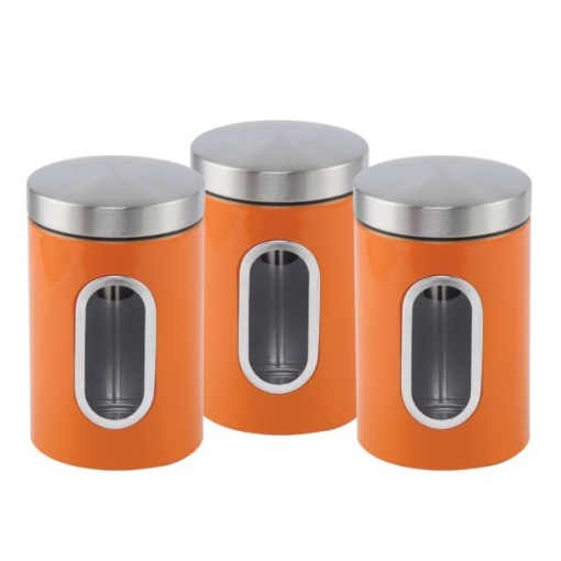 Canister Set 3 Piece with Window-Orange