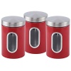 Canister Set 3 Piece with Window-Red