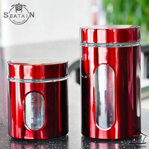 Canister Set Red Metallic 4 Piece Global Houseware   Canister Set Red Metallic 4 Piece 5 510x510 