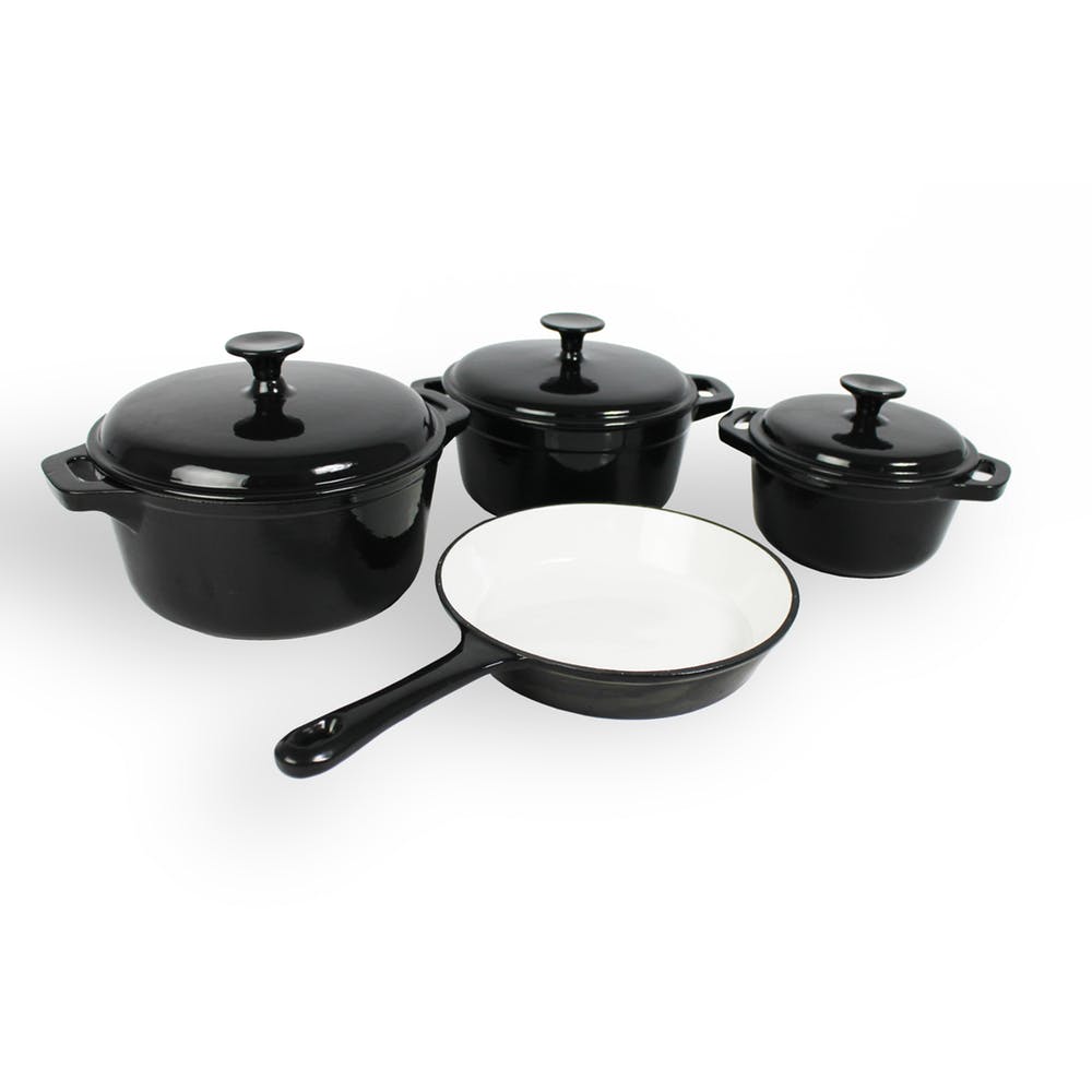 Cookware Set Cast Iron Black 7 Piece Global Houseware