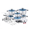 Cookware Set-Stainless Steel Heavy Duty Blue Glass Lids-24 Piece