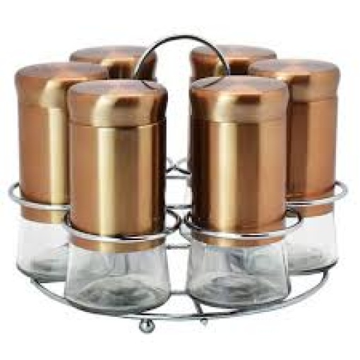 Spice Set Glass Bottom Rose Gold-6 Piece