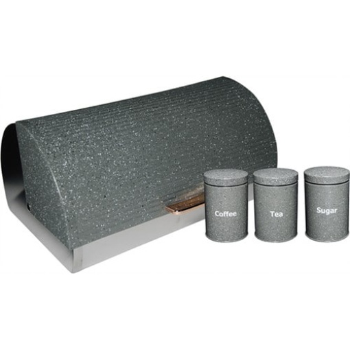 Breadbin-Rolltop New Design With Matching Canister Set-Grey