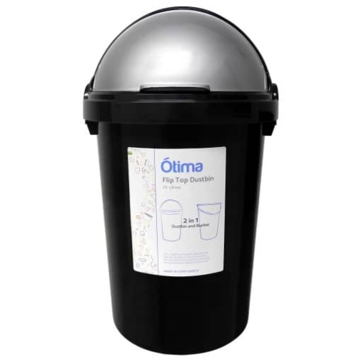 Otima-Black Dustbin and Flip Lid-25 Litre