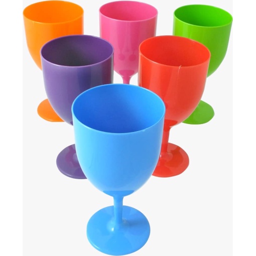 Otima-Plastic Wine Glass Assorted Colours-Pack of 6