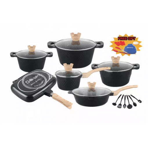 Dessini Granite Non Stick Cookware Set Black-23 Piece